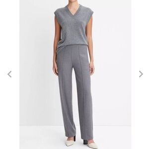 Vince Brushed Wool Mid-Rise Straight Wool Pant (XS) - Gray